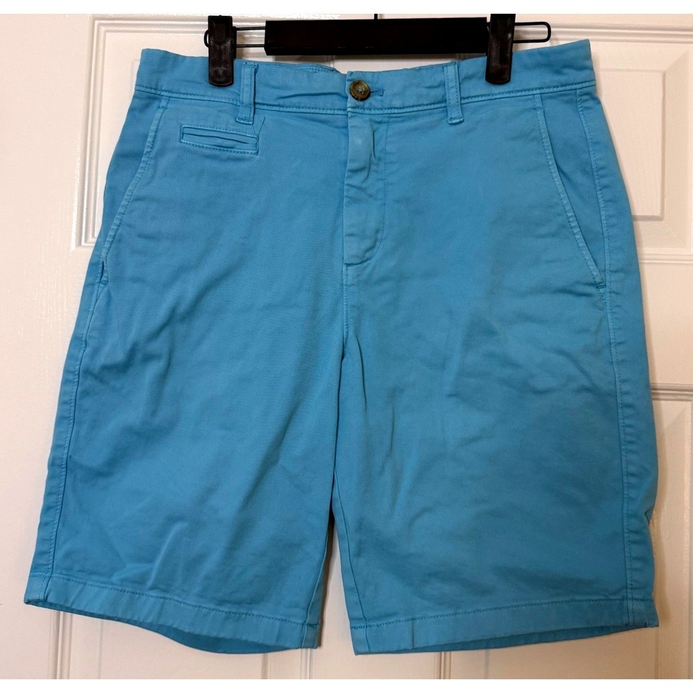 Johnnie-O Mens Blue Flat Front Chino Shorts Size 30 Golf Casual Sky Blue